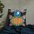 Yap State Pillow - Coat Of Arms With Tropical Flowers 22×22 Black Pillow - Polynesian Pride