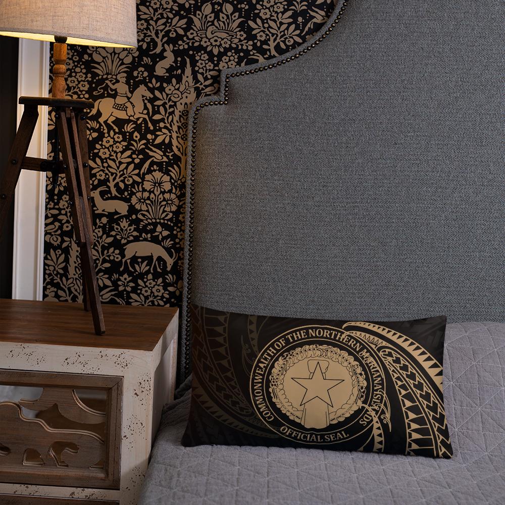 Northern Mariana Islands Polynesian Basic Pillow - Gold Tribal Wave - Polynesian Pride