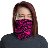 Hawaiian Bandana Tatau Pink Unisex Neck Gaiter One Size Black - Polynesian Pride