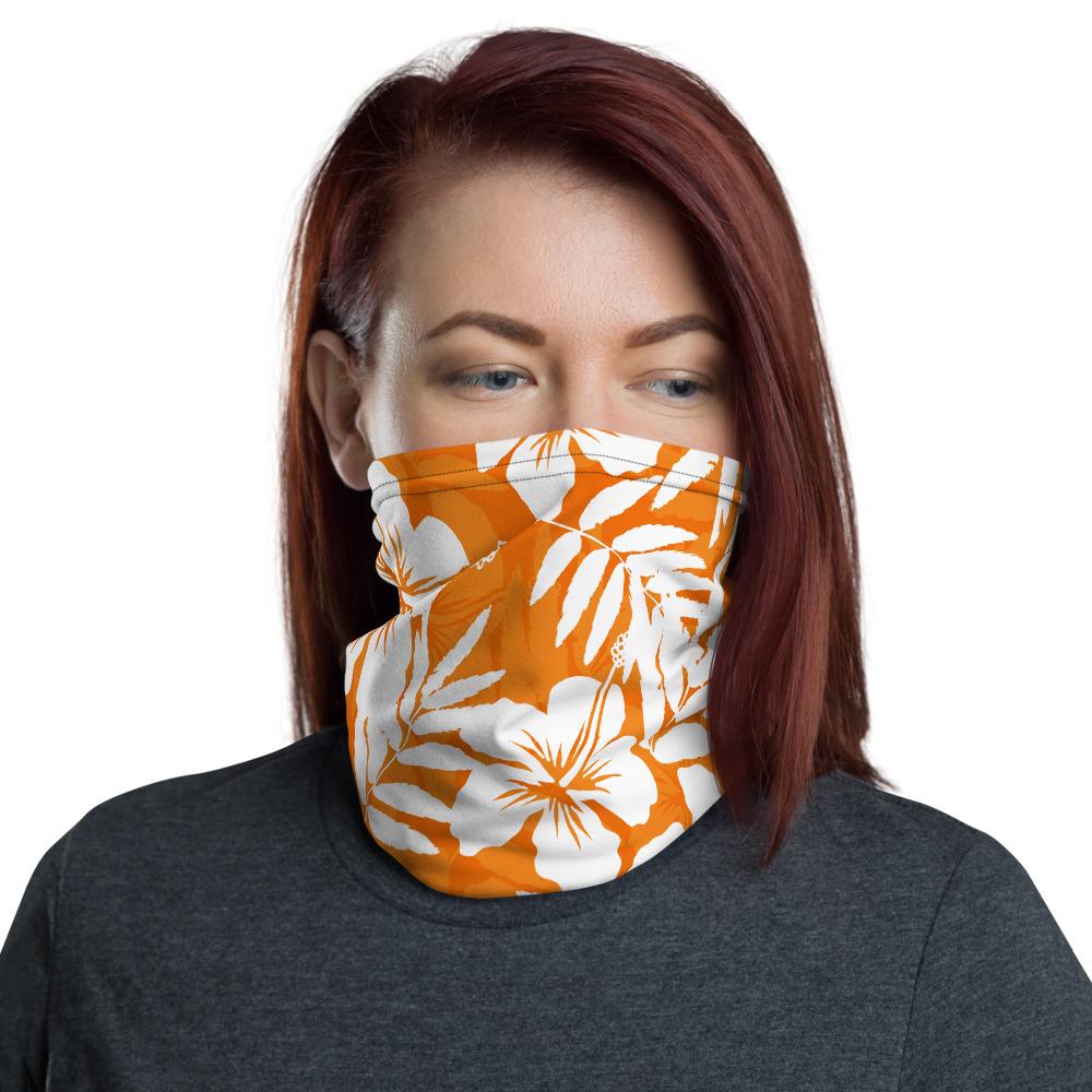 Traditional Hibiscus Orange Unisex Neck Gaiter One Size Art - Polynesian Pride