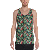 Tropical Monstera Leaf Green Mix Hawaii Men's Tank Top AH White - Polynesian Pride