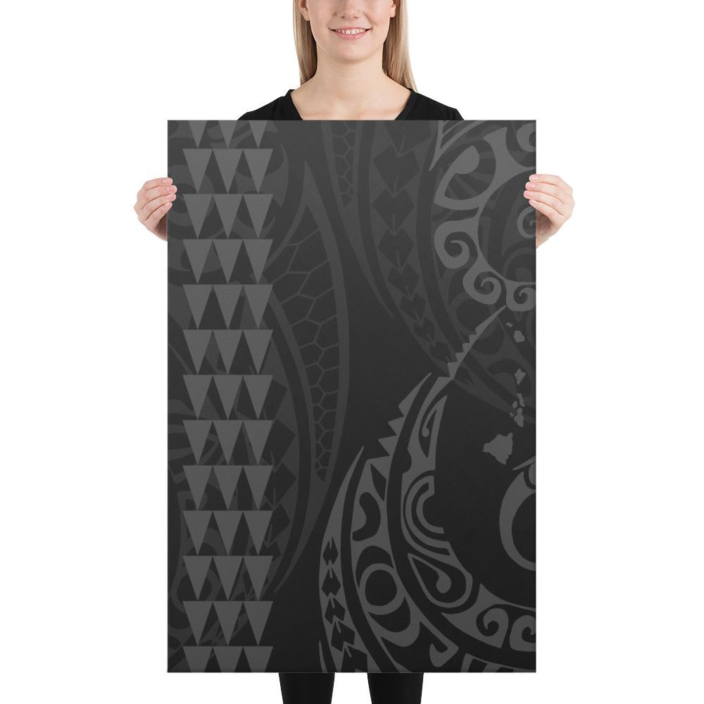 Hawaiian Map Polynesian Canvas Gray 24x36 Canvas Green - Polynesian Pride