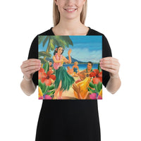 Hula Dance On Beach Canvas 12x12 Canvas White - Polynesian Pride