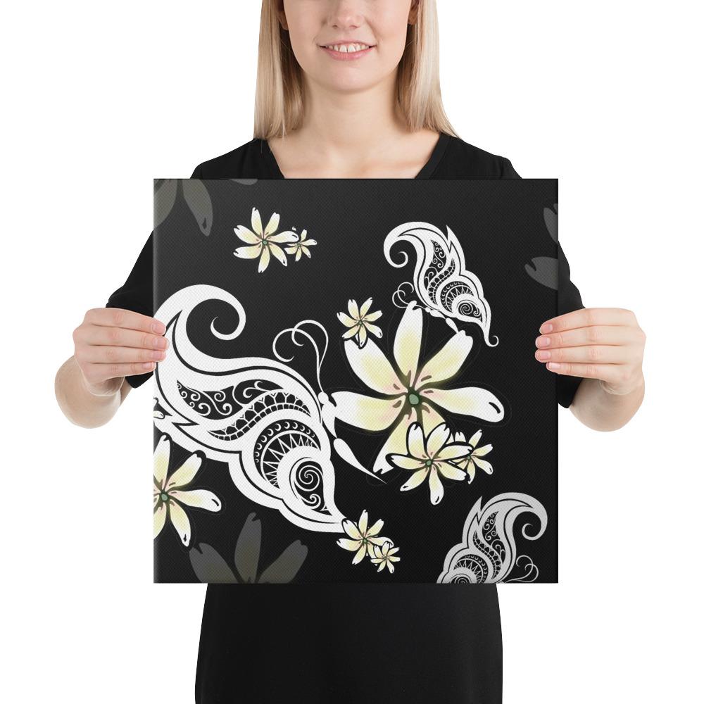 Plumeria Butterfly Canvas 16x16 Canvas White - Polynesian Pride