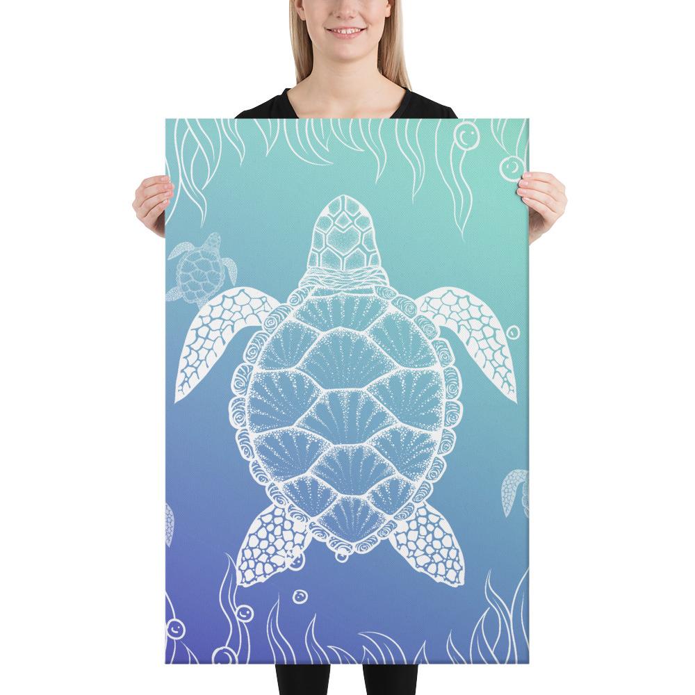 Turtle Gardiant Background Canvas 24x36 Canvas White - Polynesian Pride