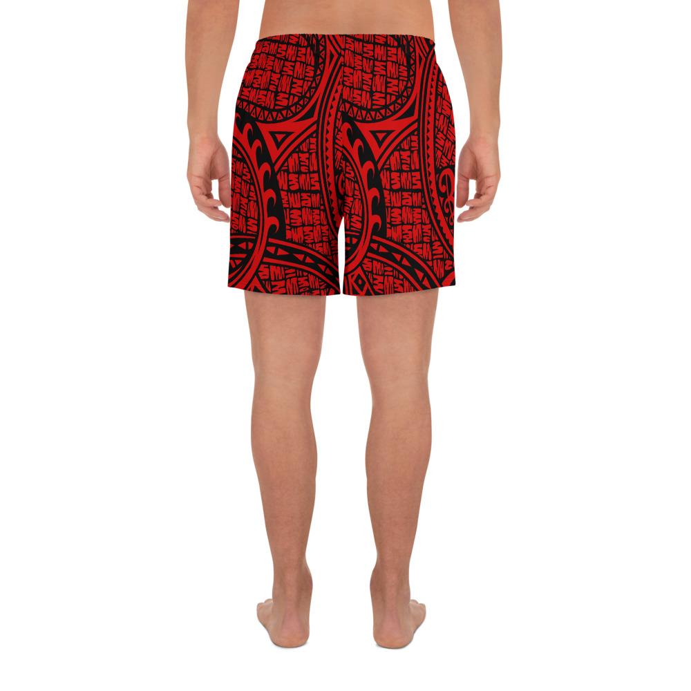 Polynesian Maori Lauhala Red Men's Athletic Long Shorts - Polynesian Pride