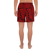 Polynesian Maori Lauhala Red Men's Athletic Long Shorts - Polynesian Pride