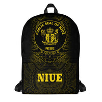 Niue Polynesian Backpack - Yellow Tribal Pattern Black - Polynesian Pride
