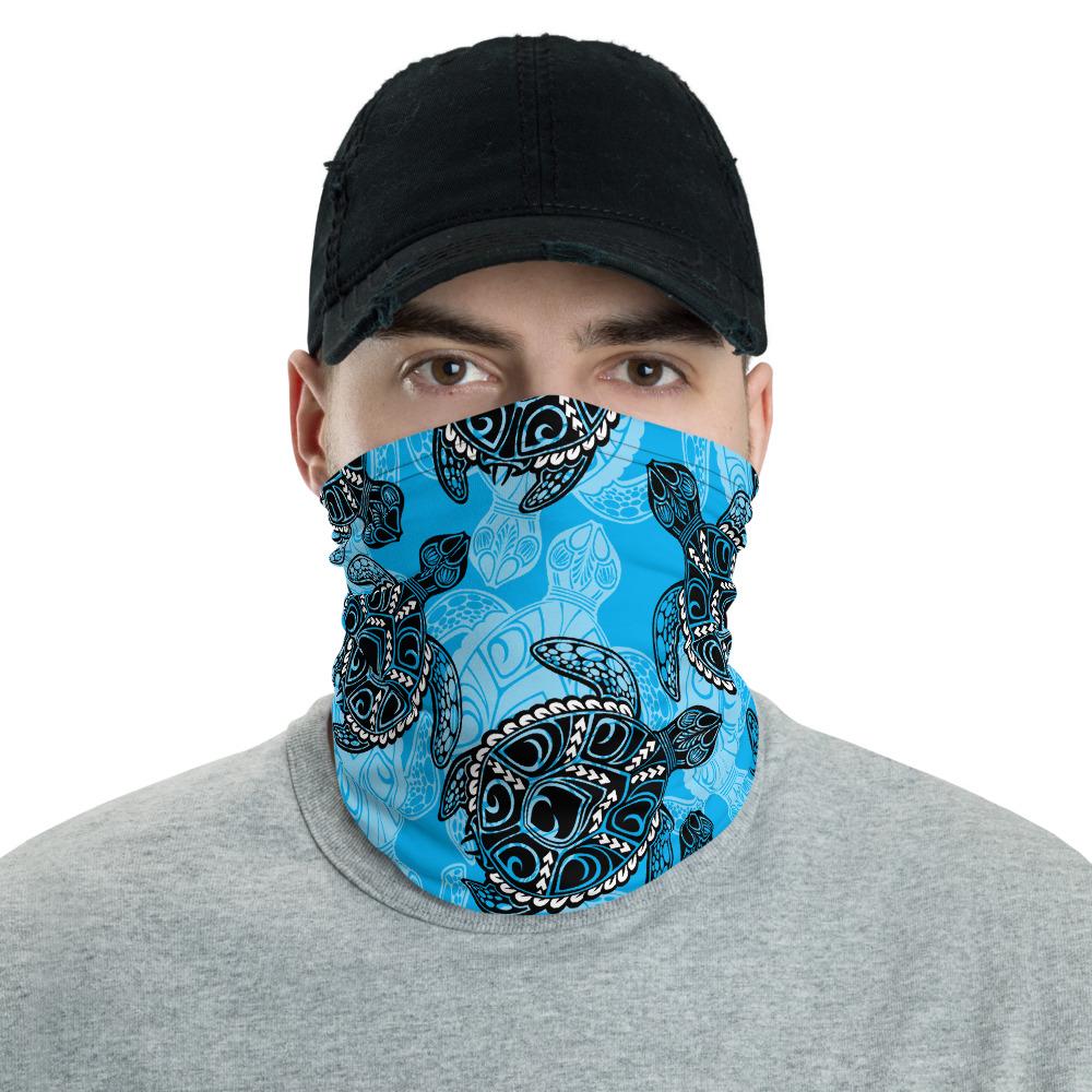 Hawaiian Bandana Poly Turtles Blue Unisex Neck Gaiter One Size Blue - Polynesian Pride
