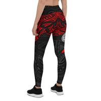 American Samoa Polynesian Leggings - Whale Tail - Polynesian Pride