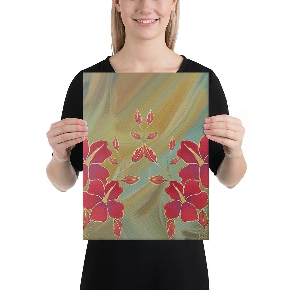 Hibiscus Water Color Canvas 12x16 Canvas White - Polynesian Pride