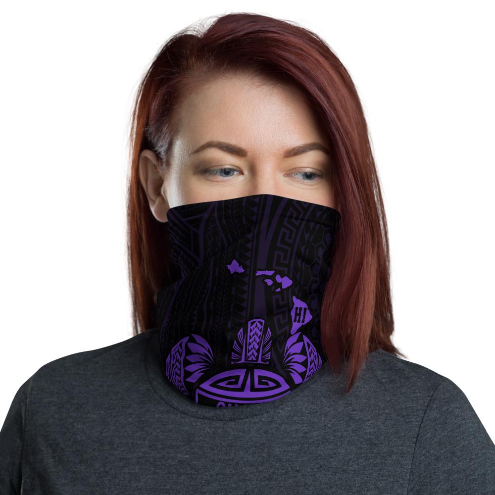 Hawaii Bandana Map Turtle Ohana Hibiscus Kakau Polynesian Neck Gaiter - Purple Purple One Size - Polynesian Pride