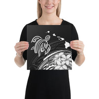 Hawaii Turtle Polynesian Map Plumeria White Canvas 12x12 Canvas White - Polynesian Pride