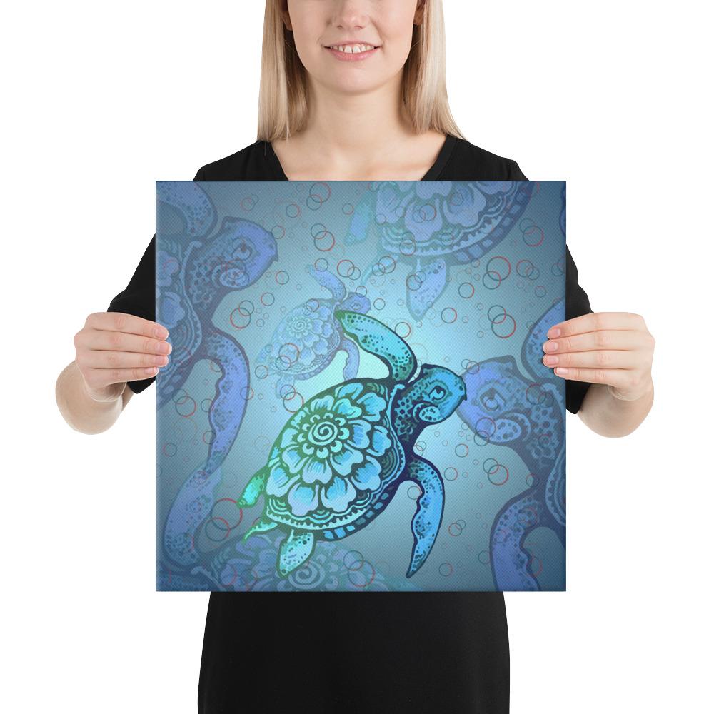 Turtle Beauty Canvas 16x16 Canvas White - Polynesian Pride