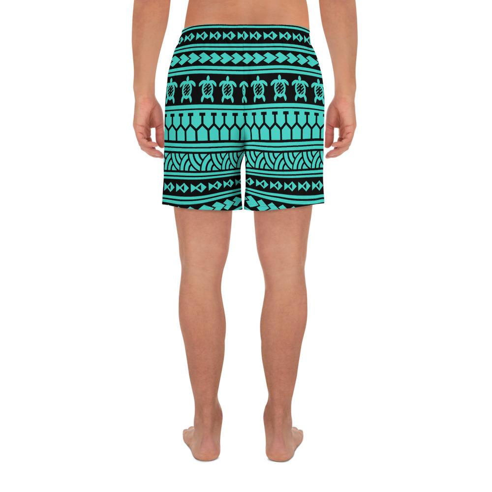 Polynesian Tattoo Tribal Turquoise Men's Athletic Long Shorts - Polynesian Pride