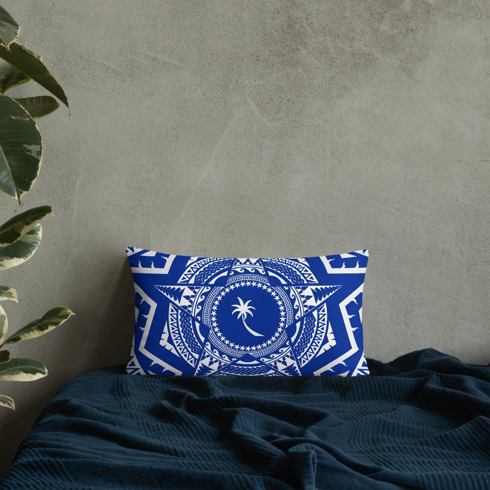 Chuuk State Pillow - Mandala Star Patterns 20×12 Blue Pillow - Polynesian Pride