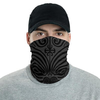 Polynesian Maori Mask Gray Unisex Neck Gaiter One Size Art - Polynesian Pride