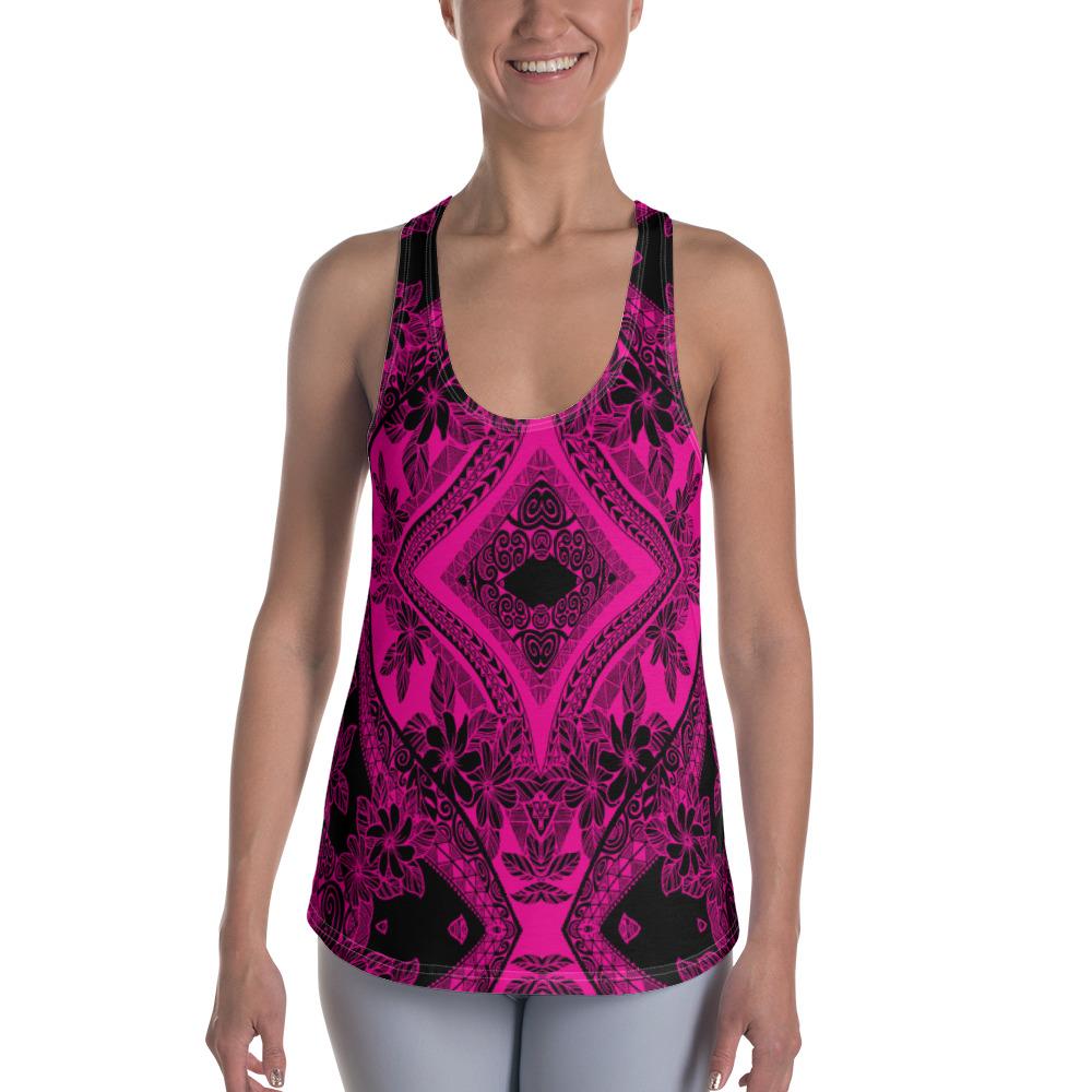 Polynesian Plumeria Mix Pink Black Hawaii Women's Racerback Tank Top Art - Polynesian Pride