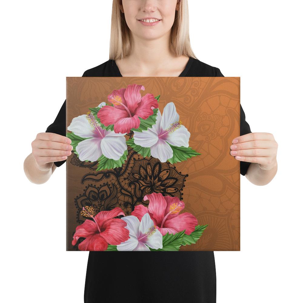 Hibiscus Flower Polynesia Canvas 16x16 Canvas White - Polynesian Pride