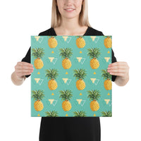 Pineapple Morden Canvas 16x16 Canvas White - Polynesian Pride
