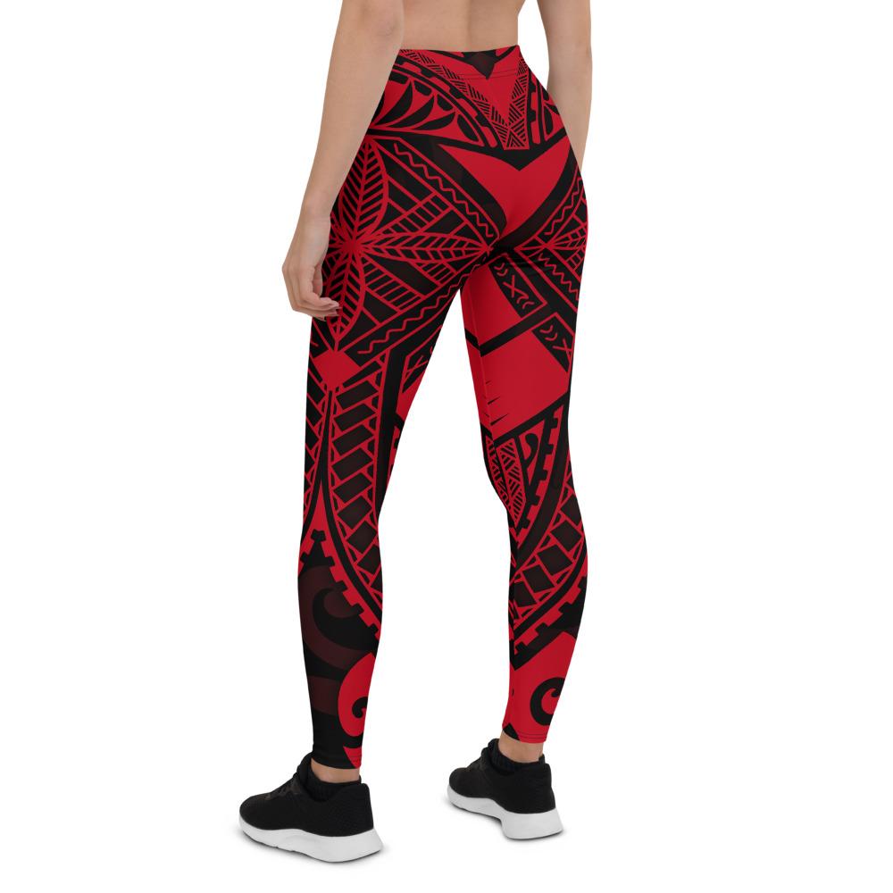 Guam Polynesian Leggings - Guam Red Seal with Polynesian Tattoo - Polynesian Pride
