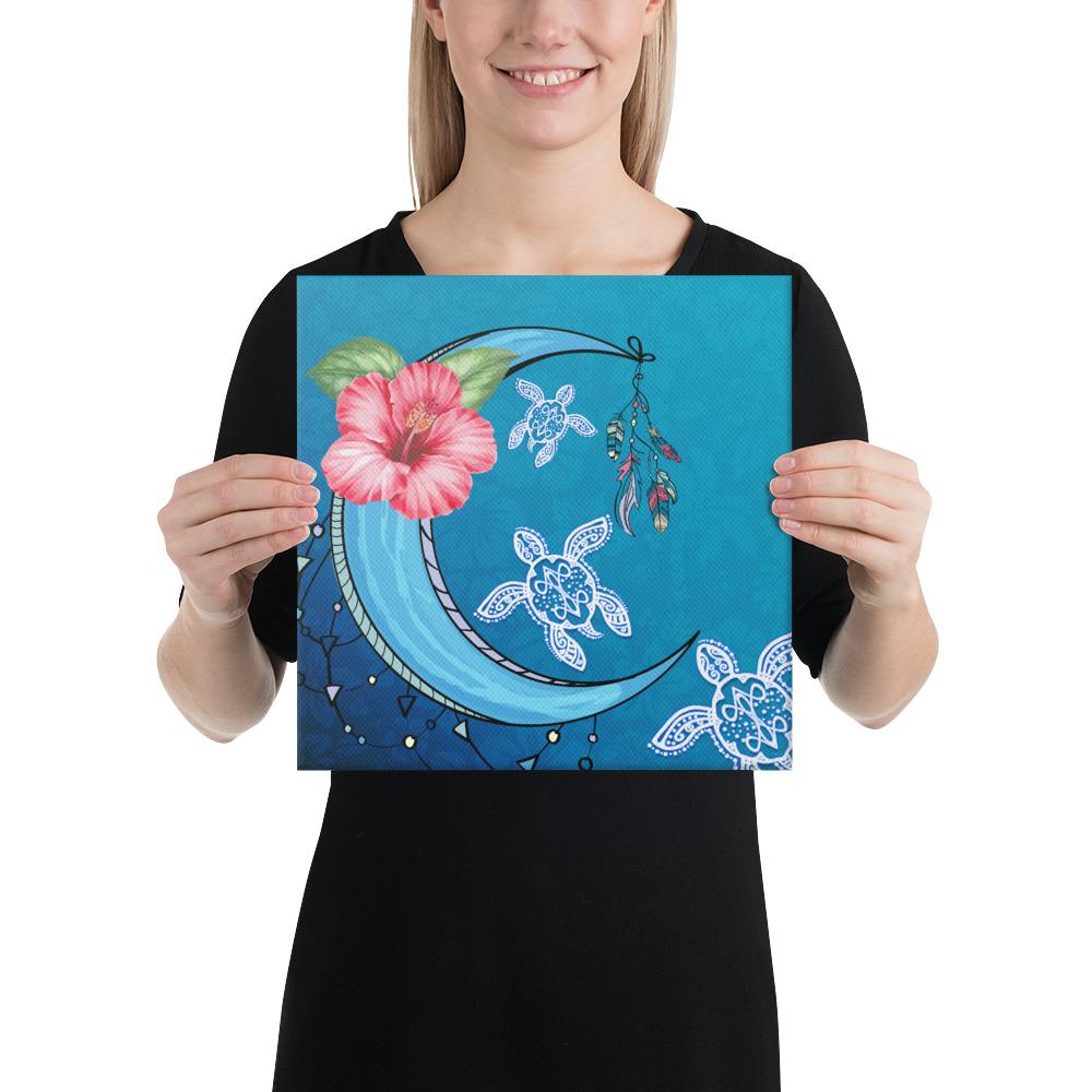 Turtle Moon Dream Canvas 12x12 Canvas White - Polynesian Pride
