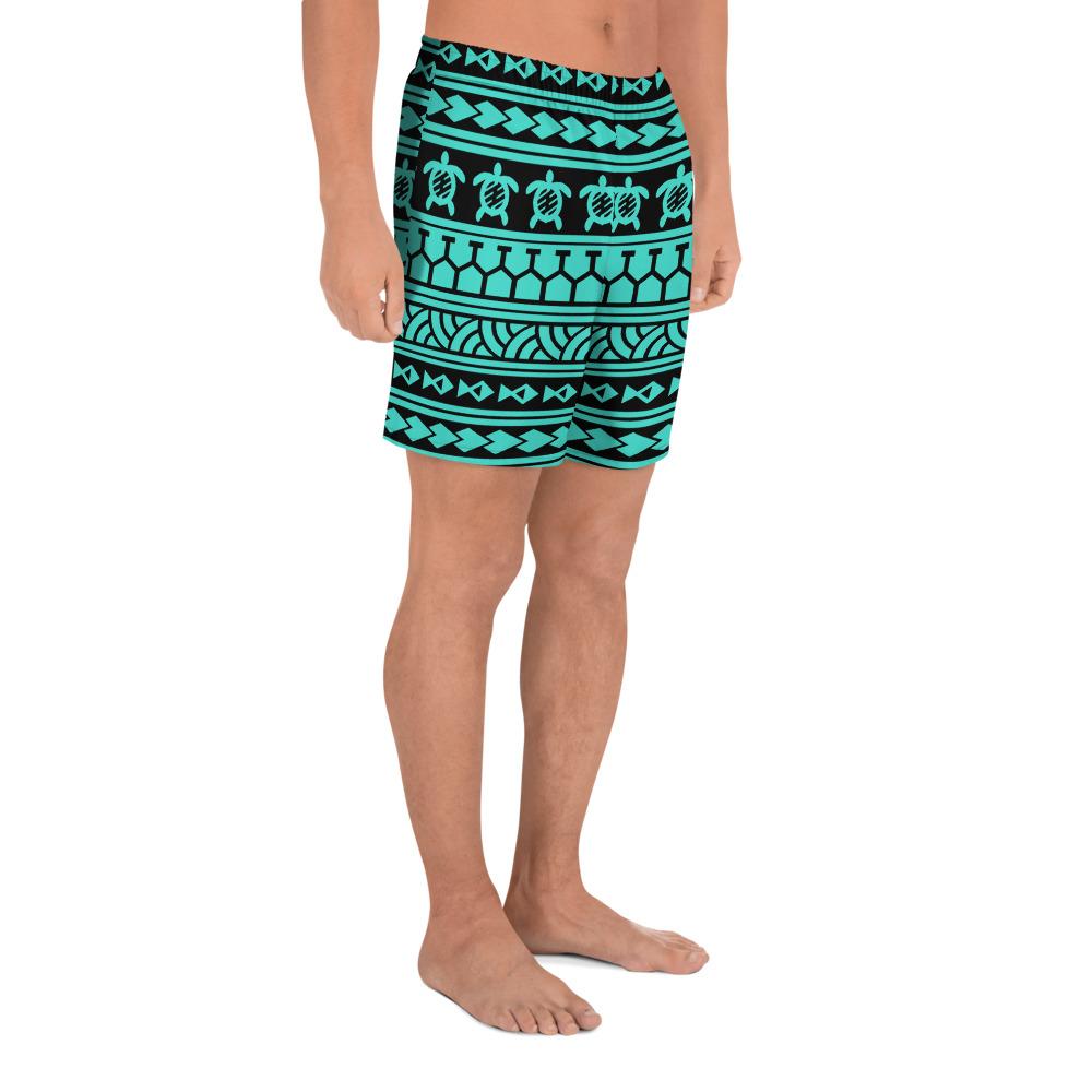 Polynesian Tattoo Tribal Turquoise Men's Athletic Long Shorts - Polynesian Pride