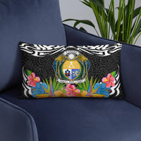 Nauru Pillow - Coat Of Arms With Tropical Flowers - Polynesian Pride