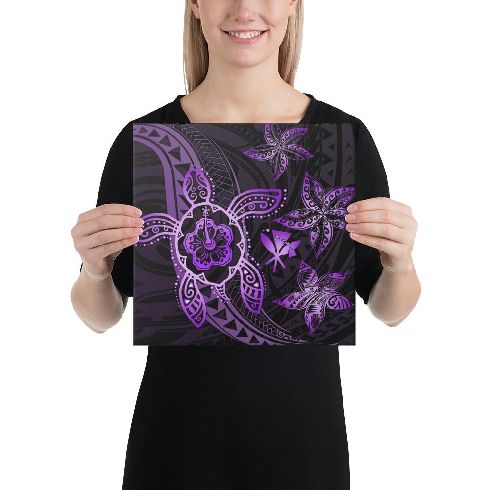 Kanaka Map Hibiscus Plumeria Turtle Art Violet Polynesian Canvas 12x12 Canvas Violet - Polynesian Pride