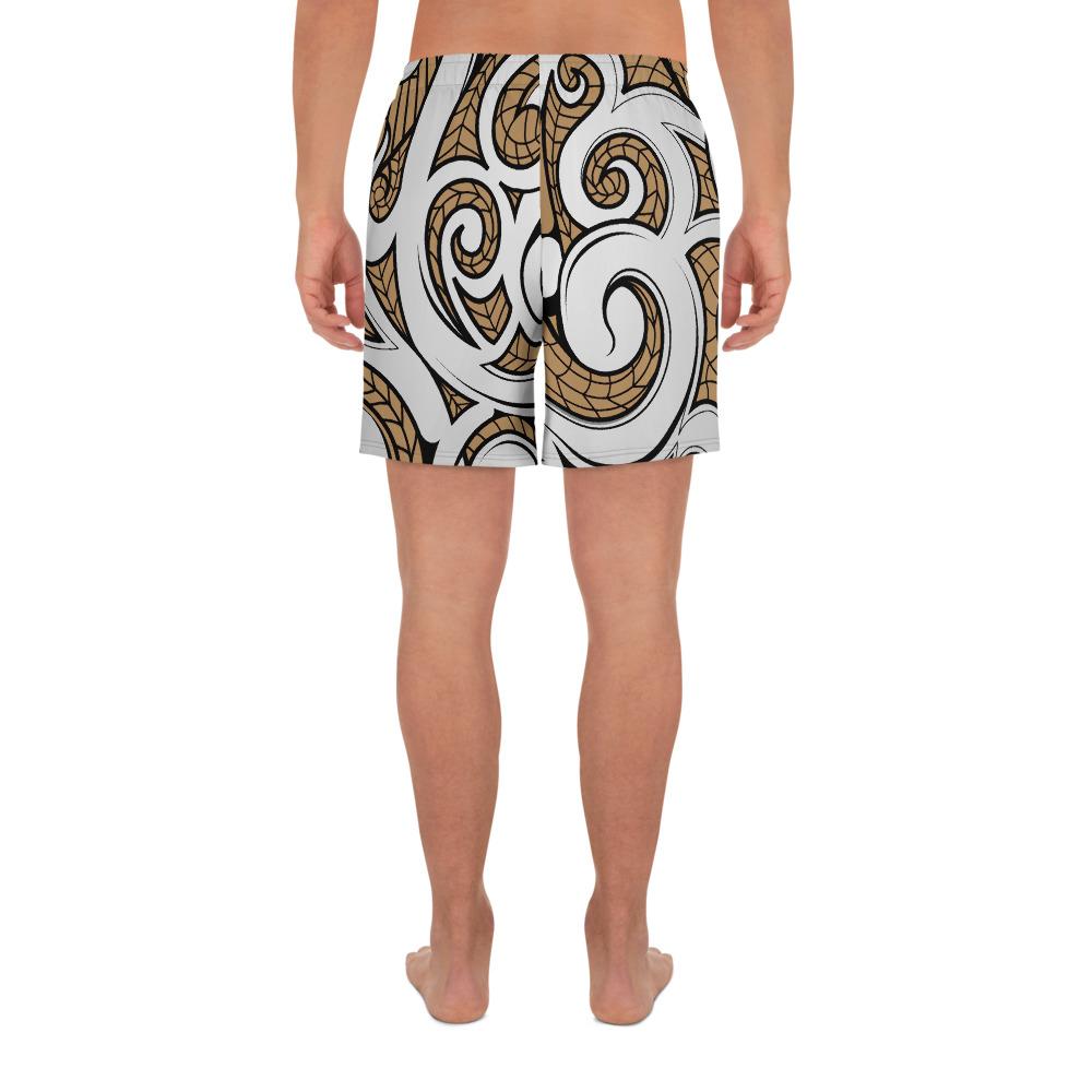 Polynesian Maori Ethnic Ornament Gold Men's Athletic Long Shorts - Polynesian Pride