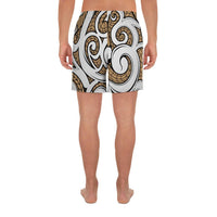 Polynesian Maori Ethnic Ornament Gold Men's Athletic Long Shorts - Polynesian Pride