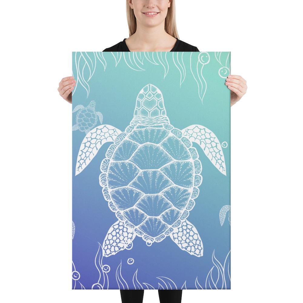 Turtle Gardiant Background Canvas 24x36 Canvas White - Polynesian Pride