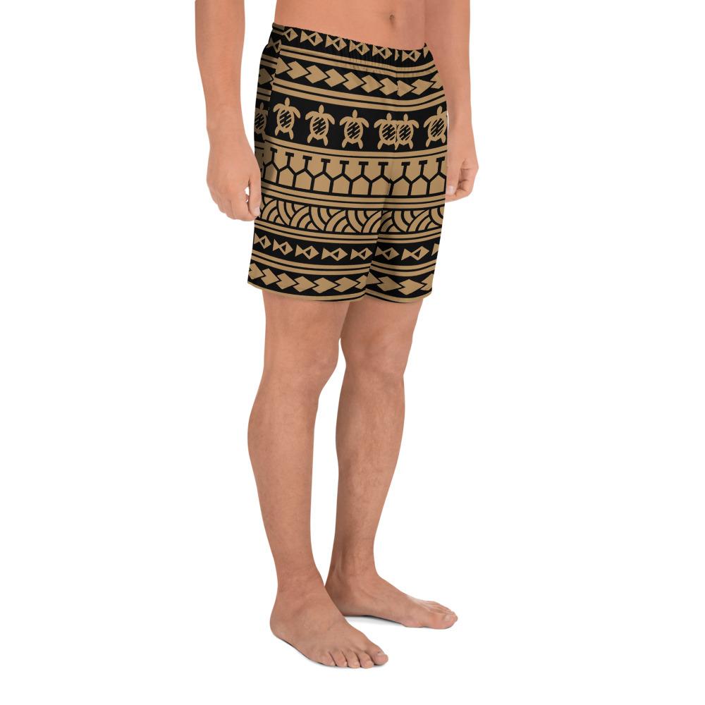 Polynesian Tattoo Tribal Gold Men's Athletic Long Shorts - Polynesian Pride