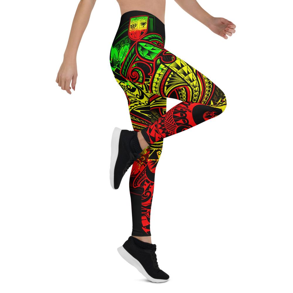Fiji Leggings - Reggae Shark Polynesian Tattoo - Polynesian Pride