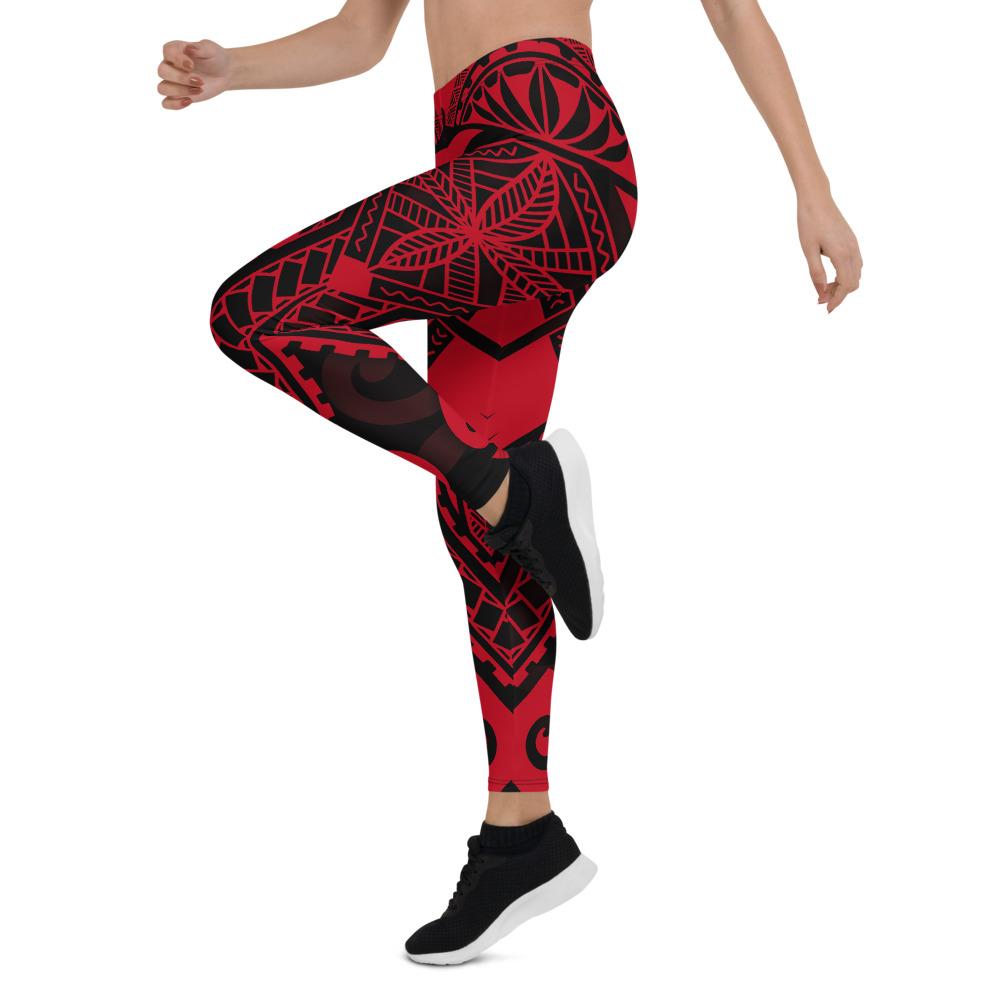 Samoa Polynesian Leggings - Samoa Red Seal with Polynesian Tattoo - Polynesian Pride