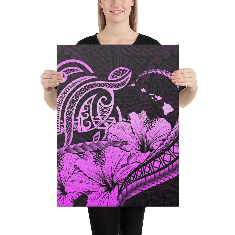 Hawaii Turtle Map Polynesian Pink Canvas 18x24 Canvas Pink - Polynesian Pride