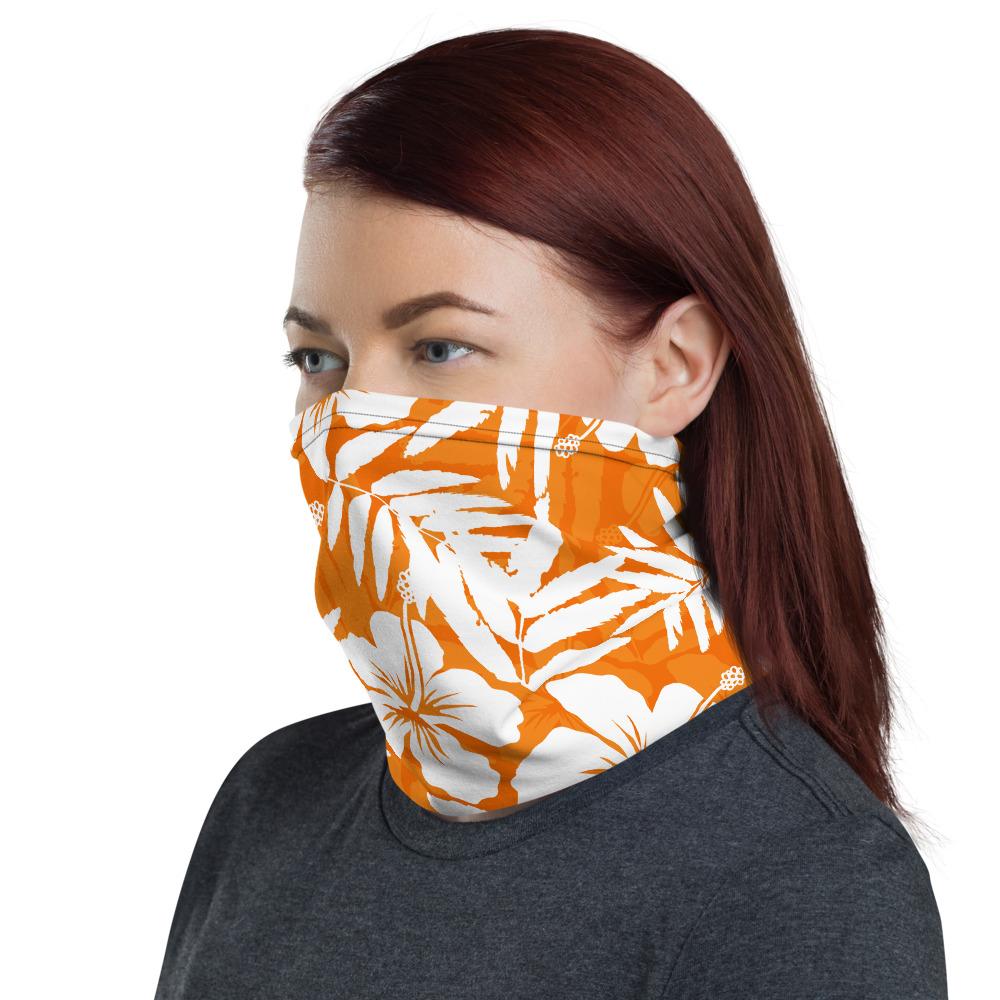 Traditional Hibiscus Orange Unisex Neck Gaiter - Polynesian Pride