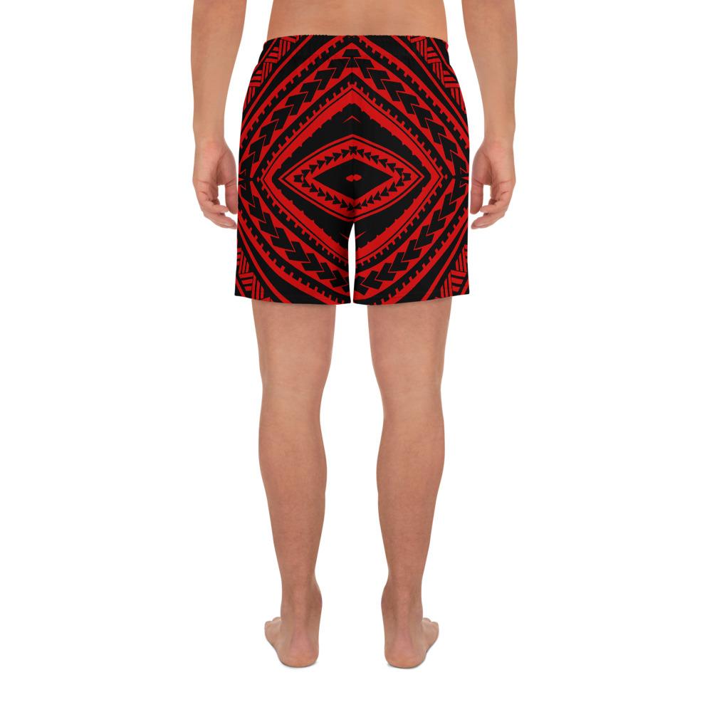 Polynesian Tatau Red Men's Athletic Long Shorts - Polynesian Pride