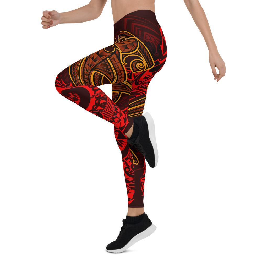 Polynesian Legging - Red Shark Polynesian Tattoo - Polynesian Pride