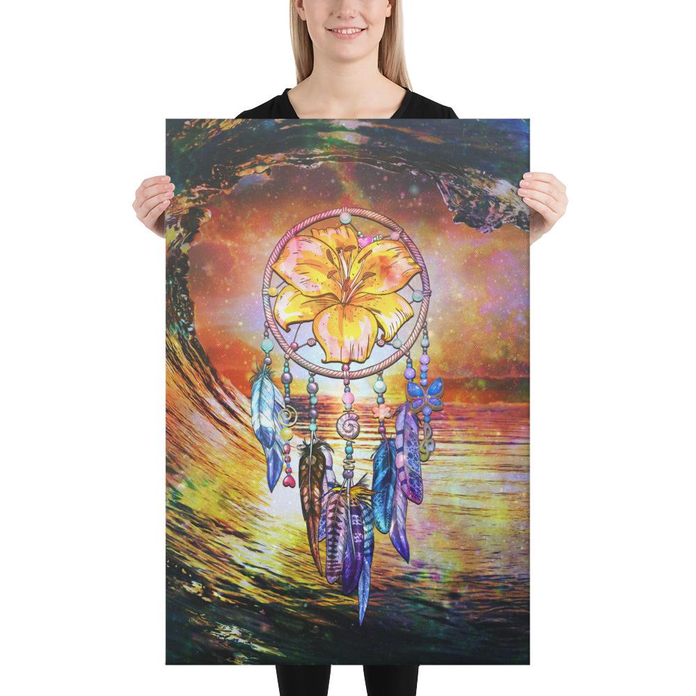 Hibiscus Dreamcatcher Wales Night Canvas 24x36 Canvas White - Polynesian Pride