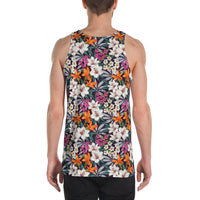 Hawaii Seamless Exotic Pattern With Tropical Leaves Flowers. - Hawaii Men's Tank Top AH - Polynesian Pride