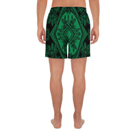 Polynesian Plumeria Mix Green Black Men's Athletic Long Shorts - Polynesian Pride