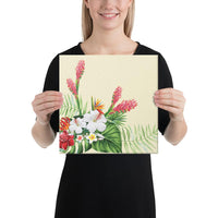 Wonderful Hibiscus Flower Canvas 12x12 Canvas White - Polynesian Pride