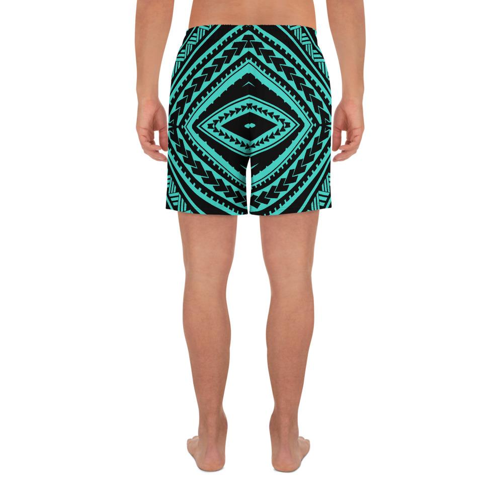 Polynesian Tatau Turquoise Men's Athletic Long Shorts - Polynesian Pride