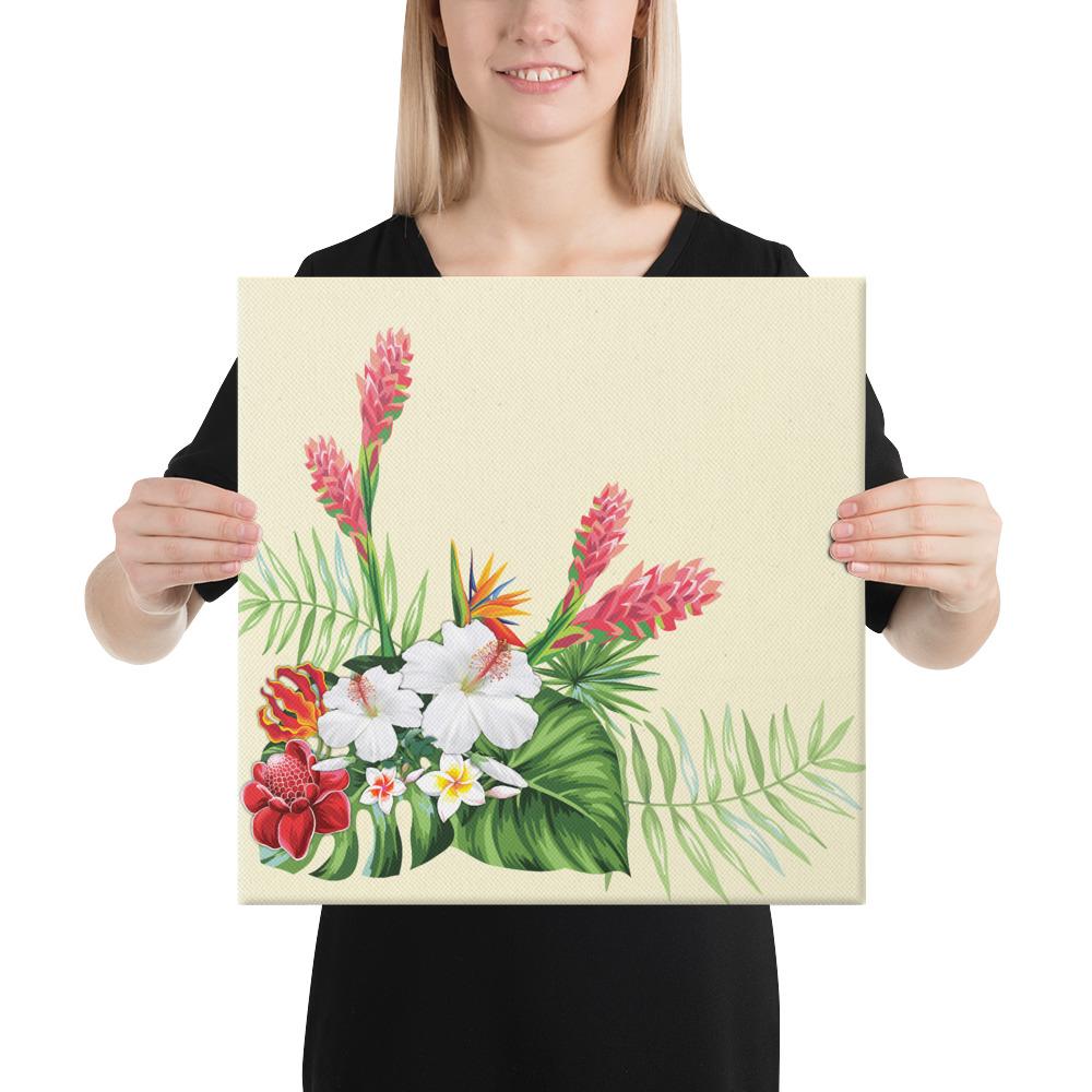 Wonderful Hibiscus Flower Canvas 16x16 Canvas White - Polynesian Pride