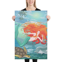 Mermaid And Animal Canvas 24x36 Canvas White - Polynesian Pride