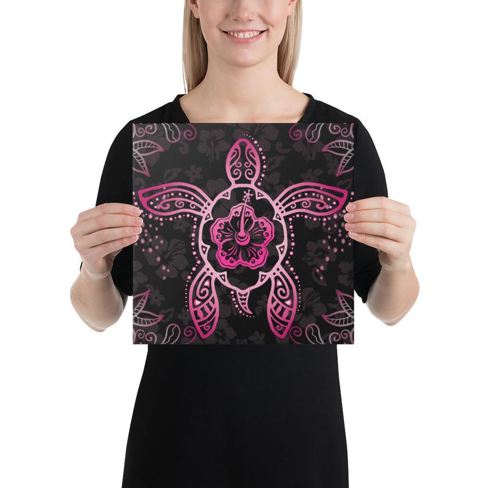 Turtle Hibiscus Pink Canvas 12x12 Canvas Pink - Polynesian Pride