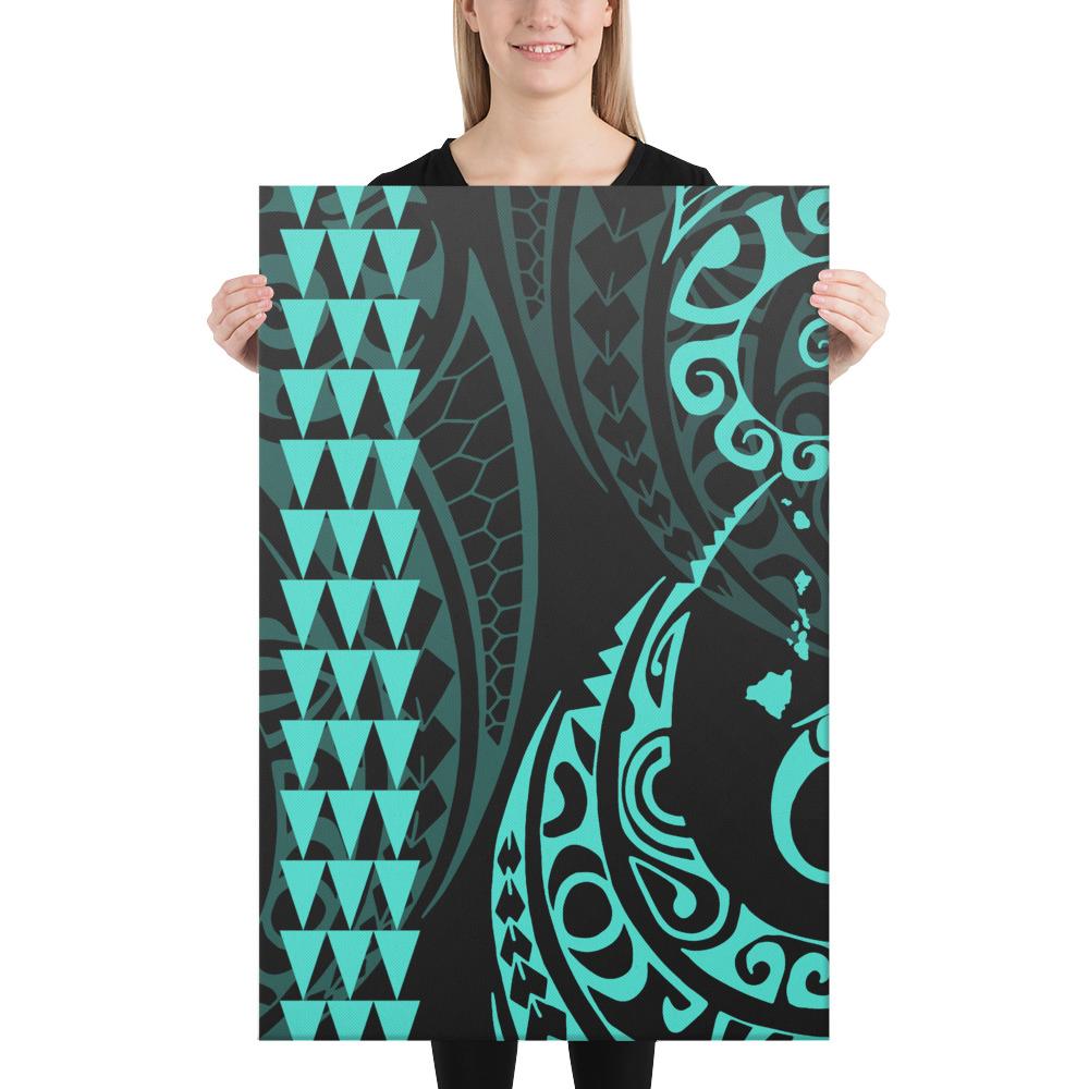 Hawaiian Map Polynesian Canvas Turquoise 24x36 Canvas Turquoise - Polynesian Pride
