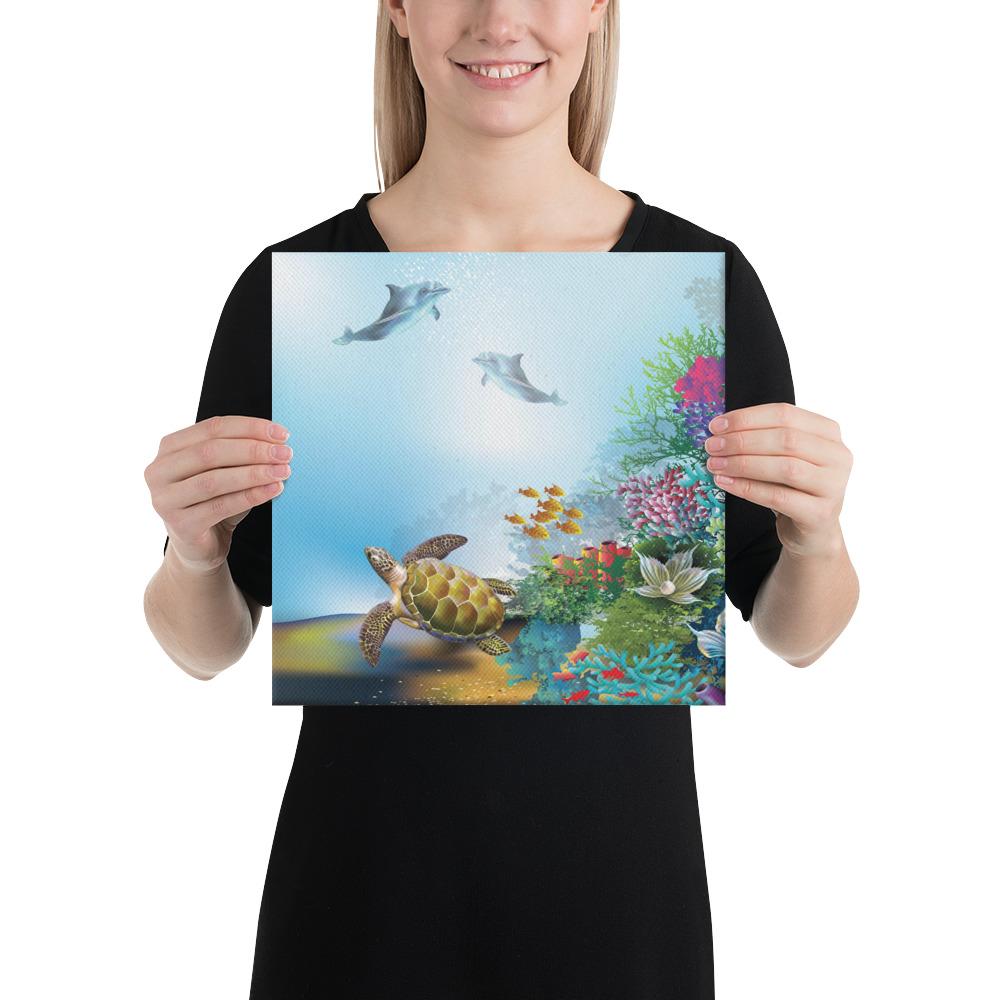 Ocean Cartoon Canvas 12x12 Canvas White - Polynesian Pride