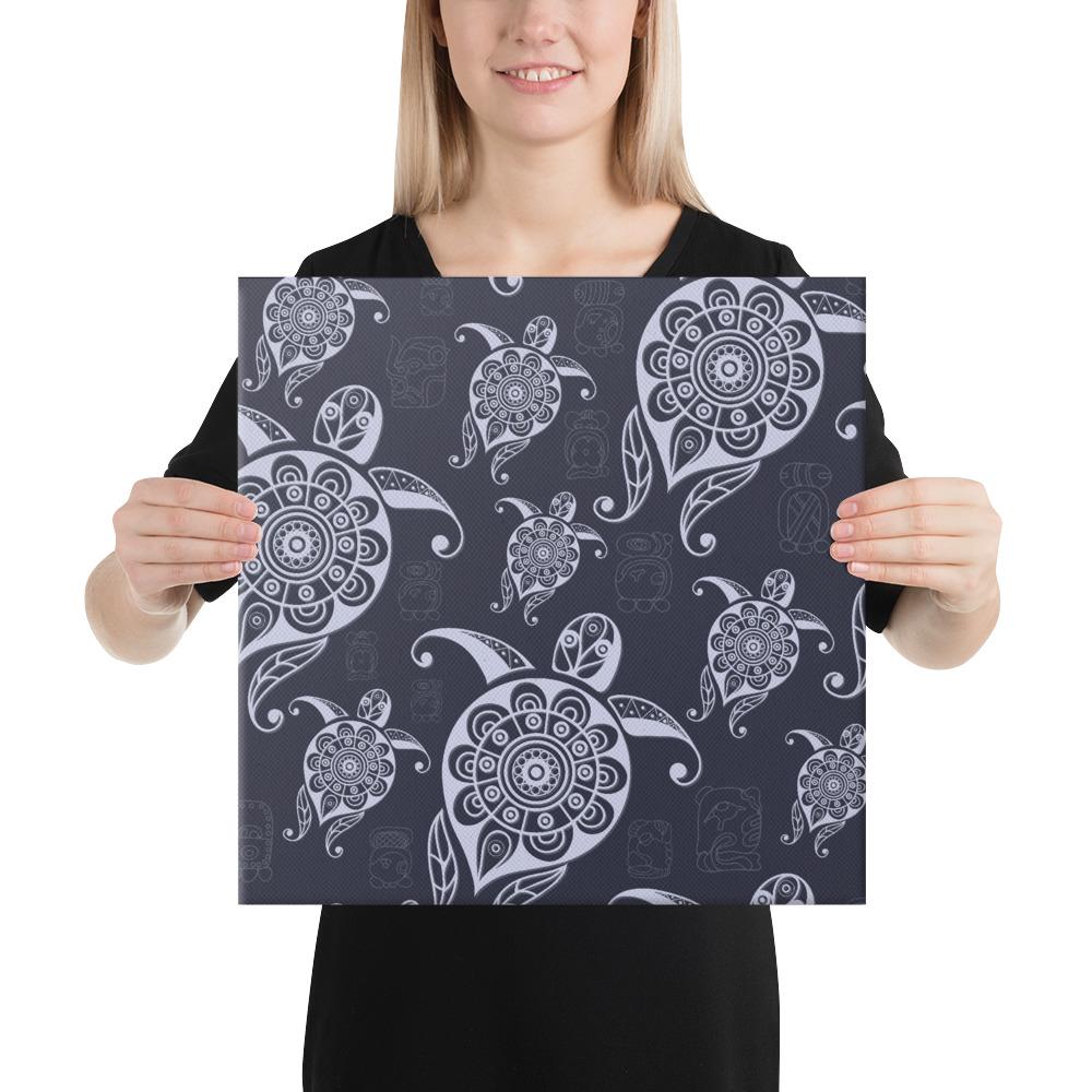 Turtle Pattern Wonderfull Canvas 16x16 Canvas White - Polynesian Pride